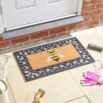 Smart Garden Rubber Easy Change Mat Base & Buzz Bee Insert Coir Doormat PVC