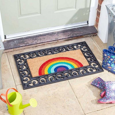 Smart Garden Rubber Easy Change Mat Base & Rainbow Insert Coir Doormat PVC