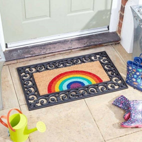 Smart Garden Rubber Easy Change Mat Base & Rainbow Insert Coir Doormat PVC