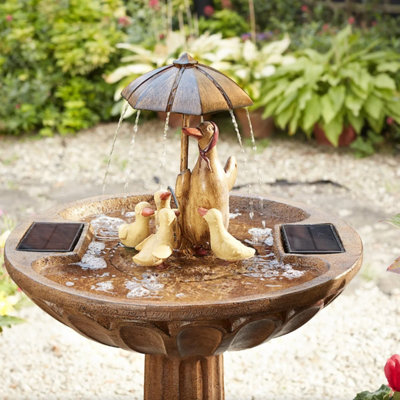 Smart Garden Solar Duck Family Umbrella Garden Water Feature Fountain Bird Bath