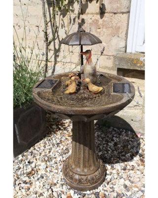 Smart Garden Solar Duck Family Umbrella Garden Water Feature Fountain Bird Bath - 4