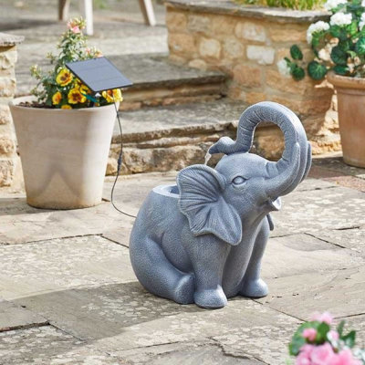 Smart Garden Solar Jumbo Elephant Garden Water Feature Fountain Bird Bath