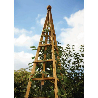Smart Garden Tan Wooden Woodland Obelisk 1.9m Plant Support Pine Pergola