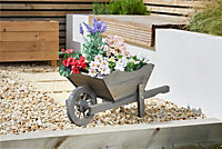Smart Garden Wooden Wheelbarrow Flower Planter Slate Grey Ornament