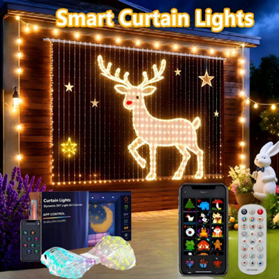 Smart LED Curtain Lights Christmas, Smart Lights Outdoor 6.5ft ...
