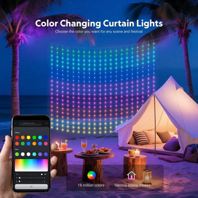 Smart LED Curtain Lights Christmas, Smart Lights Outdoor 6.5ft ...