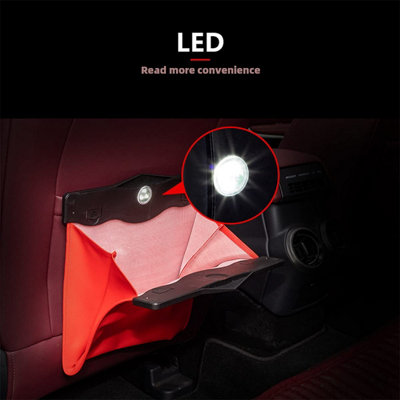 Smart LED Waterproof Storage Bin with Car Leather Waste Bag Black