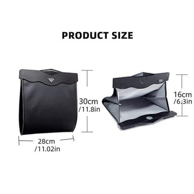 Smart LED Waterproof Storage Bin with Car Leather Waste Bag Black