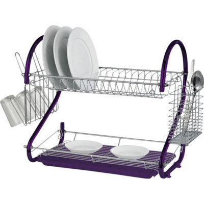 2 Tier Dish Drying Rack With Drainboard Tray Plastic Dish Rack Holder for  Bowls