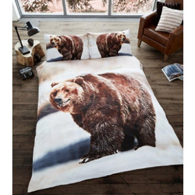Smart Living 3D Duvet Cover With Pillowcases Polycotton Quilt Bedding Covers Comfy Breathable Comforter Cover Set - Bear