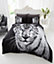 Smart Living 3D Duvet Cover With Pillowcases Polycotton Quilt Bedding Covers Comfy Breathable Comforter Cover Set - White Tiger