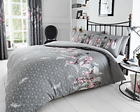 Smart Living Duvet Cover With Pillowcases Polycotton Quilt Bedding Cover Comfy Breathable Comforter Cover Set - Grey