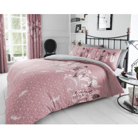 Smart Living Duvet Cover With Pillowcases Polycotton Quilt Bedding Cover Comfy Breathable Comforter Cover Set - Pink