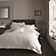 Smart Living Duvet Cover With Pillowcases Polycotton Quilt Bedding Cover Comfy Breathable Comforter Cover Set - White/Grey