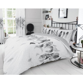Smart Living Duvet Cover With Pillowcases Polycotton Quilt Bedding Cover Comfy Breathable Comforter Cover Set - White