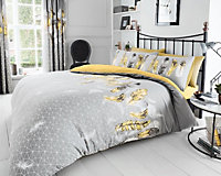 Smart Living Duvet Cover With Pillowcases Polycotton Quilt Bedding Cover Comfy Breathable Comforter Cover Set - Yellow