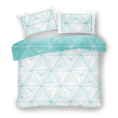 Smart Living Duvet Cover With Pillowcases Polycotton Quilt Bedding Covers Comfy Breathable Comforter Cover Set - Aqua