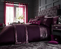 Smart Living Duvet Cover With Pillowcases Polycotton Quilt Bedding Covers Comfy Breathable Comforter Cover Set - Aubergine