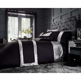 Smart Living Duvet Cover With Pillowcases Polycotton Quilt Bedding Covers Comfy Breathable Comforter Cover Set - Black