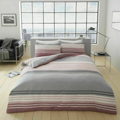 Smart Living Duvet Cover With Pillowcases Polycotton Quilt Bedding Covers Comfy Breathable Comforter Cover Set - Blush Pink