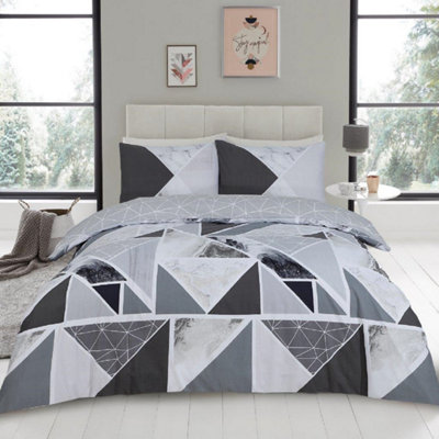 Smart Living Duvet Cover With Pillowcases Polycotton Quilt Bedding Covers Comfy Breathable Comforter Cover Set - Charcoal/Grey