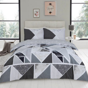 Smart Living Duvet Cover With Pillowcases Polycotton Quilt Bedding Covers Comfy Breathable Comforter Cover Set - Charcoal/Grey