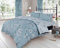 Smart Living Duvet Cover With Pillowcases Polycotton Quilt Bedding Covers Comfy Breathable Comforter Cover Set - Duck Egg