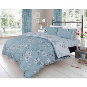 Smart Living Duvet Cover With Pillowcases Polycotton Quilt Bedding Covers Comfy Breathable Comforter Cover Set - Duck Egg