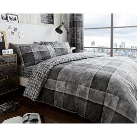 Smart Living Duvet Cover With Pillowcases Polycotton Quilt Bedding Covers Comfy Breathable Comforter Cover Set - Grey