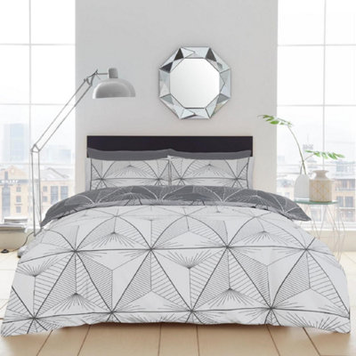 Smart Living Duvet Cover With Pillowcases Polycotton Quilt Bedding Covers Comfy Breathable Comforter Cover Set - Grey