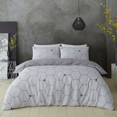 Smart Living Duvet Cover With Pillowcases Polycotton Quilt Bedding Covers Comfy Breathable Comforter Cover Set - Grey