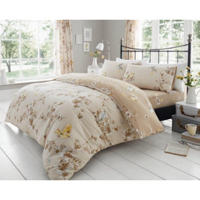 Smart Living Duvet Cover With Pillowcases Polycotton Quilt Bedding Covers Comfy Breathable Comforter Cover Set - Natural