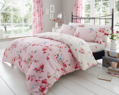 Smart Living Duvet Cover With Pillowcases Polycotton Quilt Bedding Covers Comfy Breathable Comforter Cover Set - Pink