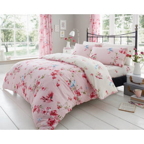 Smart Living Duvet Cover With Pillowcases Polycotton Quilt Bedding Covers Comfy Breathable Comforter Cover Set - Pink