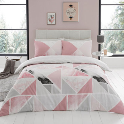 Smart Living Duvet Cover With Pillowcases Polycotton Quilt Bedding Covers Comfy Breathable Comforter Cover Set - Pink