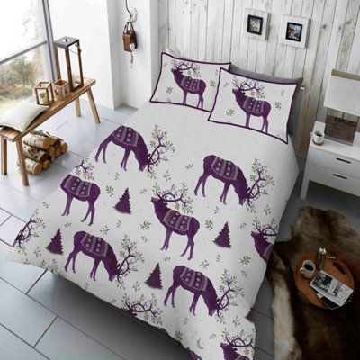 Smart Living Duvet Cover With Pillowcases Polycotton Quilt Bedding Covers Comfy Breathable Comforter Cover Set - Purple