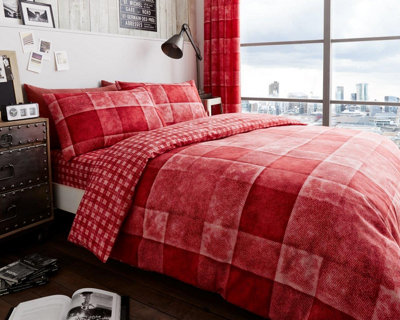 Smart Living Duvet Cover With Pillowcases Polycotton Quilt Bedding Covers Comfy Breathable Comforter Cover Set - Red