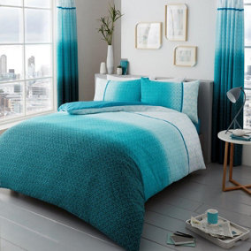 Smart Living Duvet Cover With Pillowcases Polycotton Quilt Bedding Covers Comfy Breathable Comforter Cover Set - Teal