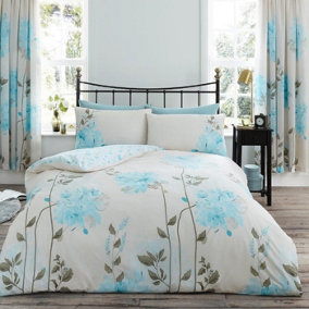Smart Living Duvet Cover With Pillowcases Polycotton Quilt Bedding Covers Comfy Breathable Comforter Cover Set - Teal