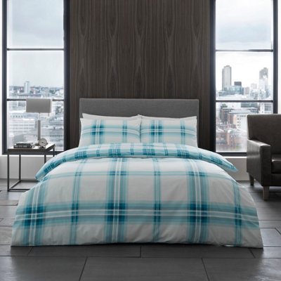 Smart Living Duvet Cover With Pillowcases Polycotton Quilt Bedding Covers Comfy Breathable Comforter Cover Set - Teal