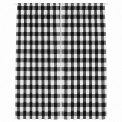 Smart Living Gingham Check Curtains Pair with Tie Backs - Classic ...