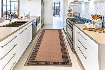 Smart Living Heavy Duty Machine Washable Runner for Hallway, Kitchen Non Slip Floor Mats, Door Mat 40cm x 60cm - Beige Black