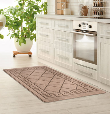 Smart Living Heavy Duty Machine Washable Runner for Hallway, Kitchen Non Slip Floor Mats, Door Mat 40cm x 60cm - Beige