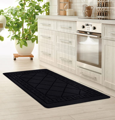 Smart Living Heavy Duty Machine Washable Runner for Hallway, Kitchen Non Slip Floor Mats, Door Mat 40cm x 60cm - Black