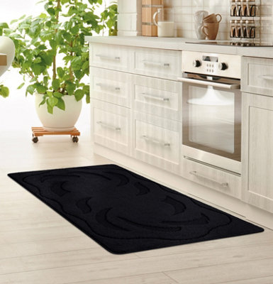 Smart Living Heavy Duty Machine Washable Runner for Hallway, Kitchen Non Slip Floor Mats, Door Mat 40cm x 60cm - Black