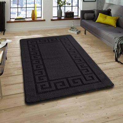 Smart Living Heavy Duty Machine Washable Runner for Hallway, Kitchen Non Slip Floor Mats, Door Mat 40cm x 60cm - Black