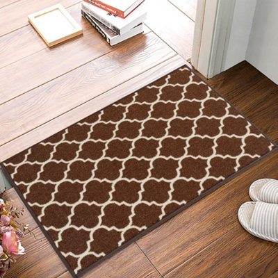 Smart Living Heavy Duty Machine Washable Runner for Hallway, Kitchen Non Slip Floor Mats, Door Mat 40cm x 60cm - Brown Cream