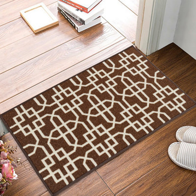 Smart Living Heavy Duty Machine Washable Runner for Hallway, Kitchen Non Slip Floor Mats, Door Mat 40cm x 60cm - Brown Cream