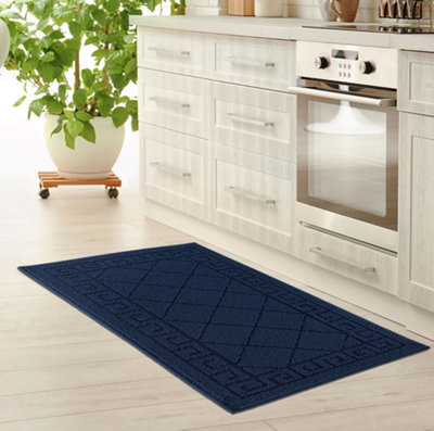 Smart Living Heavy Duty Machine Washable Runner for Hallway, Kitchen Non Slip Floor Mats, Door Mat 40cm x 60cm - Navy