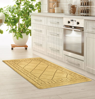 Smart Living Heavy Duty Machine Washable Runner for Hallway, Kitchen Non Slip Floor Mats, Door Mat 40cm x 60cm - Ochre